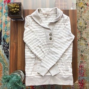 Banana Republic Tan and White Striped Sweater